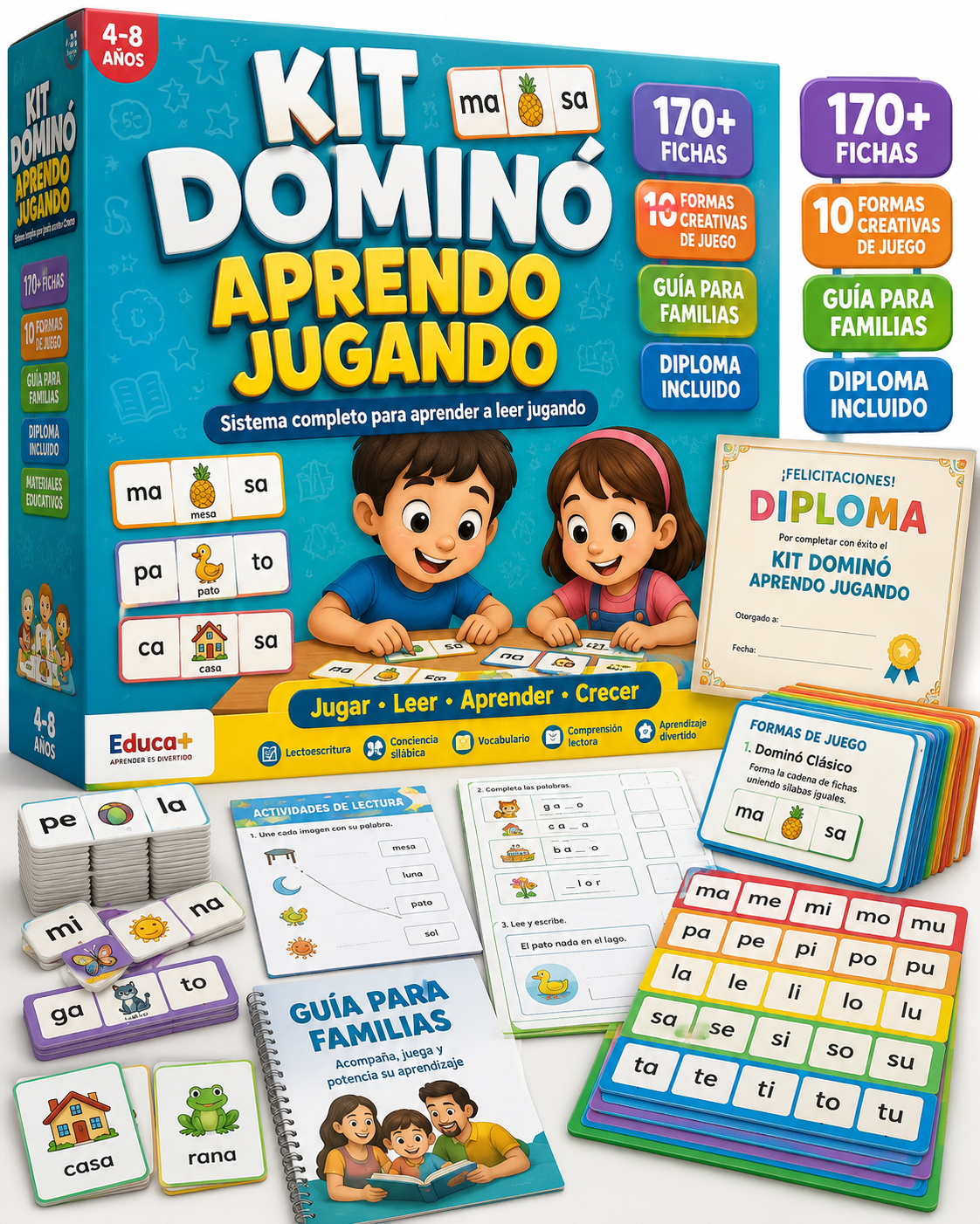 KIT Dominó Silábico + 6 BONOS - APRENDO JUGANDO